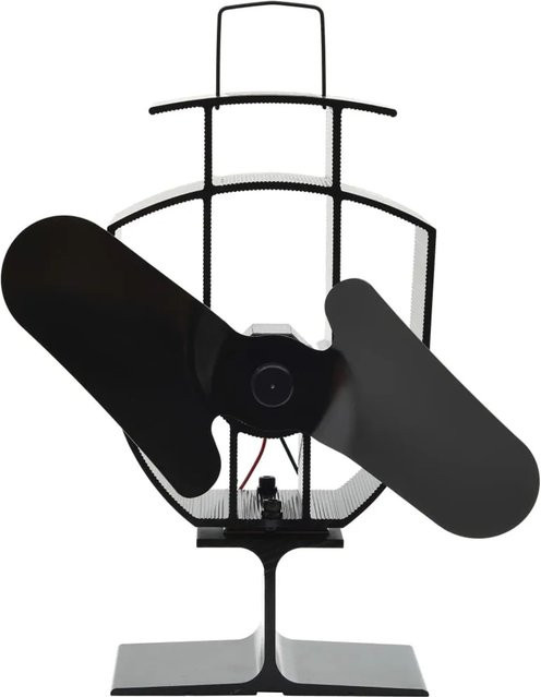 vidaXL Ofenventilator wärmebetrieben mit 2 Blättern in Schwarz B: 22,5 cm, T: 21,0 cm, H: 10,5 cm - Bild 1