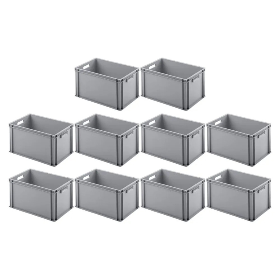 PROREGAL SparSet 10x Eurobehälter mit offenem Griff, Grau, H x B x T: 32 x 40 x 60 cm, 56 Liter - Bild 2