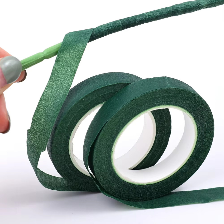 Grünes Floristenband aus Papier für Blumensträuße und DIY-Dekoration, 20 m Rolle, Breite: 0,7 cm - Bild 5