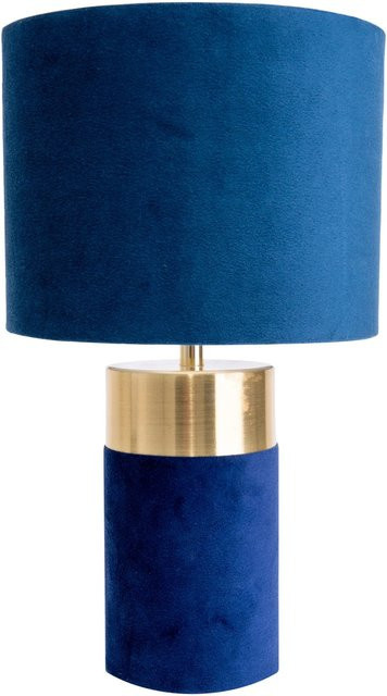 Näve Tischleuchte Bordo Blau mit Textil und Metall, Höhe: 32 cm, Breite: 18 cm, Tiefe: 18 cm - Bild 1
