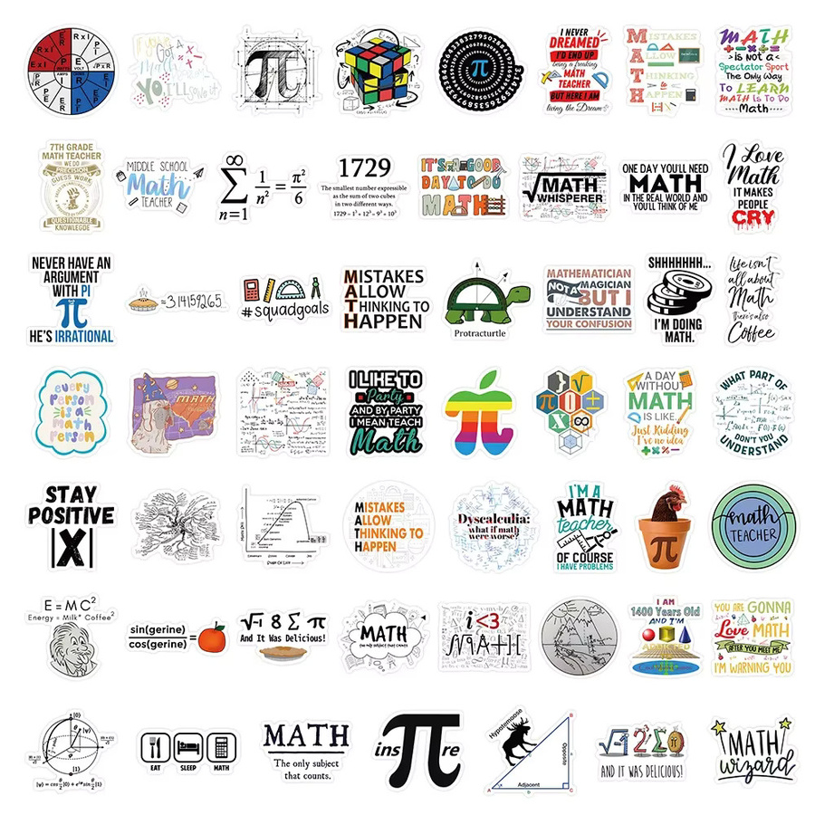 55er Set GOGOTU Mathematik Formel Aufkleber, Wasserdichte Cartoon Symbole für Notebook, Trinkflaschen und Schreibwaren, Mehrfarbig - Bild 3