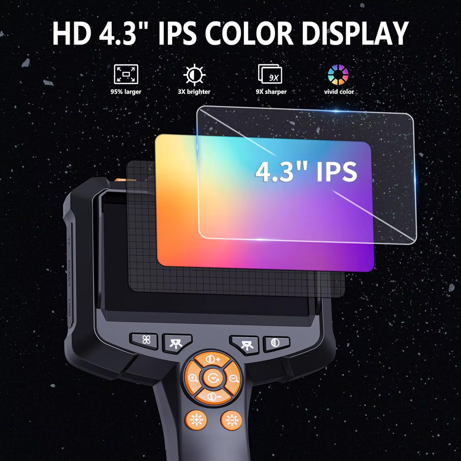 INSKAM Digitale Hand-Endoskopkamera mit 4,3-Zoll-LCD und 1080P Auflösung, halbstarres Schlangenkabel für Autoreparaturen, Schwarz - Bild 2