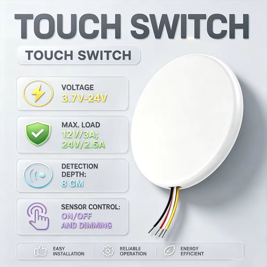 IKSLED Smart Touch Dimmer Schalter mit PWM Technologie für LED Lichtsteuerung, Holz Panel in Braun, 80 mm - Bild 2