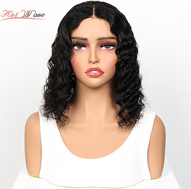 Hot Wave Bob-Echthaar-Perücken, tiefe Wellen, 6x4 Spitzenperücke, Damen - Bild 1