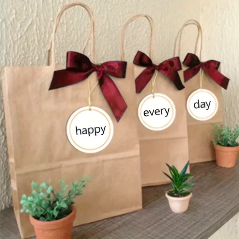 10 Stück braune Papiertüten mit Griffen in 3 verschiedenen Größen als Geschenktüten und Einkaufstaschen aus Kraftpapier - Bild 2