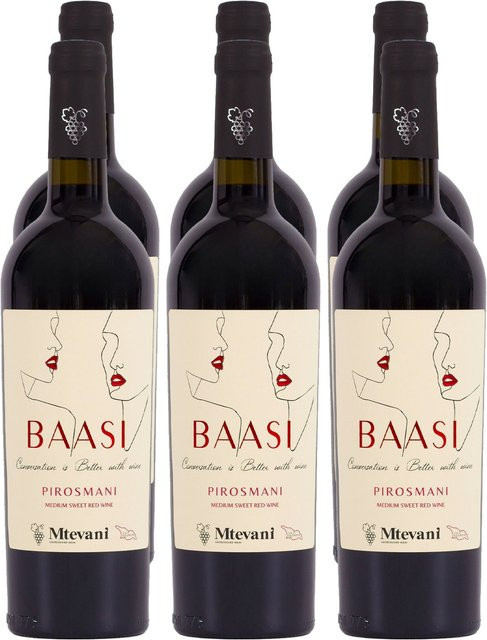 Mtevani BAASI Pirosmani, lieblich, Rotwein, 6 x 0,75 l - Bild 1