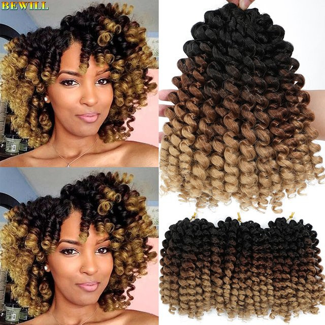 Bewill Ombre Jamaican Bounce Wand Curl Häkelhaar, 8 Zoll, synthetisch, Frauen Kinder - Bild 1