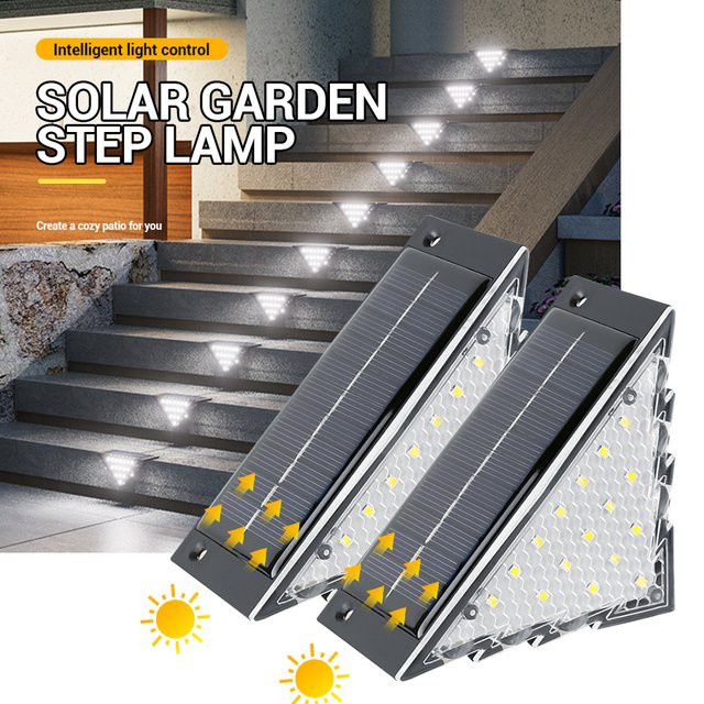 ZHIYU 2er-Set Solar LED Außenleuchten für Treppen und Garten in Schwarz mit Dämmerungssensor und wasserdichtem Design - Bild 1