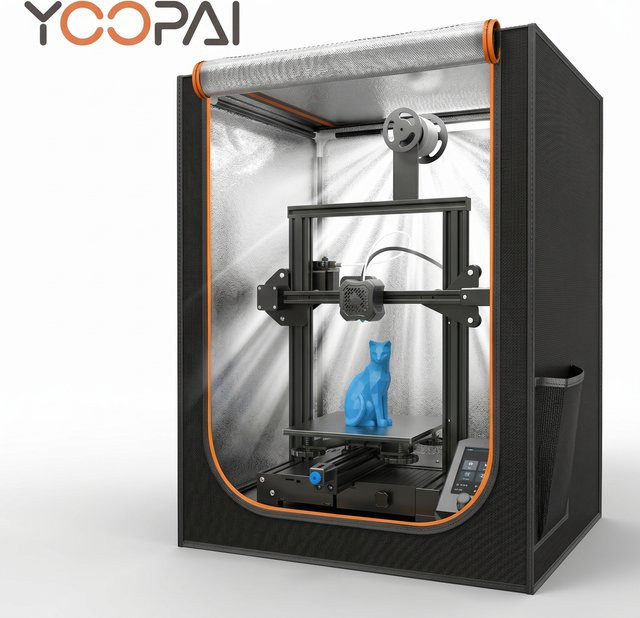 YOOPAI Universelles 3D-Drucker-Gehäuse für FDM-Drucker in Schwarz mit LED-Beleuchtung und konstanter Temperatur sowie wasserdichter Funktion - Bild 1