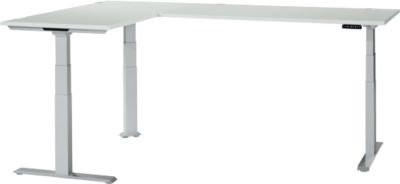 Schäfer Shop Genius Winkelschreibtisch Modena Flex, elektrisch höhenverstellbarer Eckschreibtisch in Lichtgrau und Weißaluminium, B: 200 cm, T: 200 cm - Bild 1