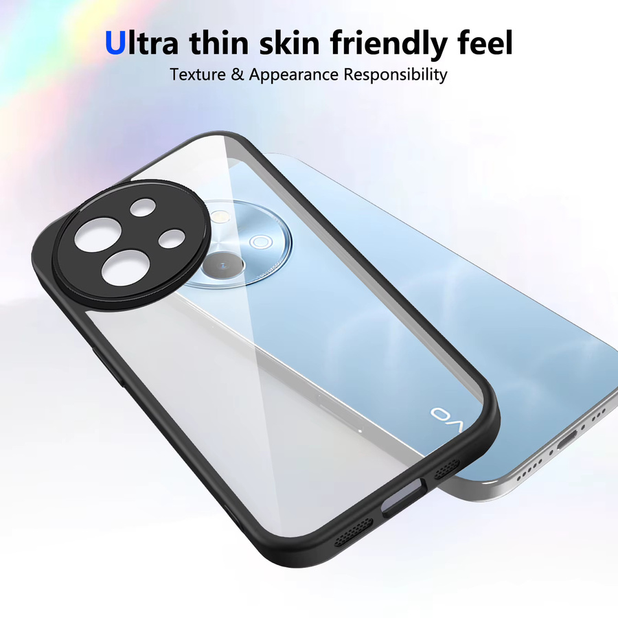 Vivo Y38 und Vivo Y58 5G Handyhülle mit Air Cushion Silikon Bumper und matter Hartschale in Transparent/Schwarz - Bild 3