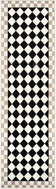 JGJG Flur Teppich Kariert in Gelb Grün Schwarz, Maschinenwaschbarer Läufer für Flur, Schlafzimmer und Wohnzimmer, B/T: 60 x 150 cm - Bild 1
