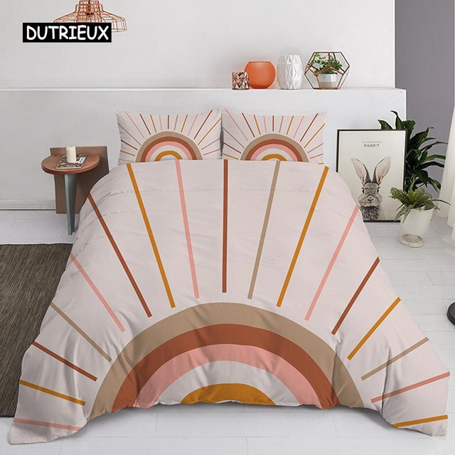 Regenbogen Bettwäsche Set für Kinder und Babys von Binchi Outdoor Product in Multicolour mit Deckenbezug und Kissenbezügen aus Mikrofaser mit Reißverschluss B/H: 135 x 200 cm oder 155 x 215 cm - Bild 1