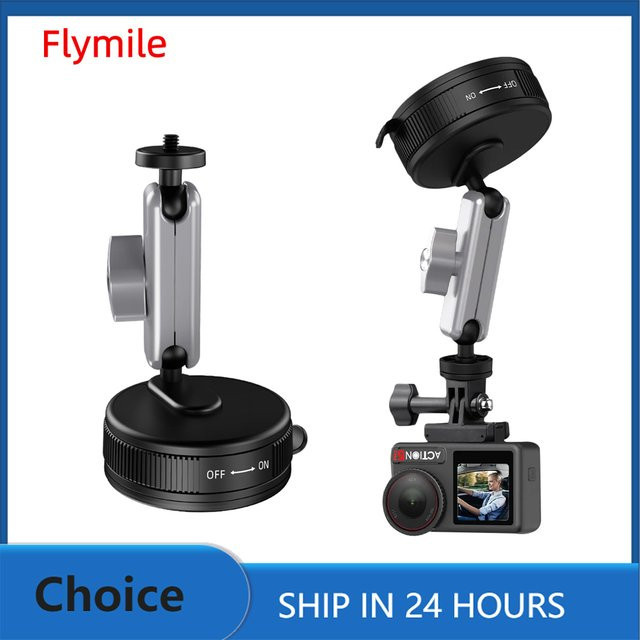 Flymile Saugnapf Kamerahalterung mit Kugelkopf in Schwarz für DJI OSMO Action 6, Action 5 Pro, Nano, Insta360 X5 und Pocket 3 Zubehör - Bild 1