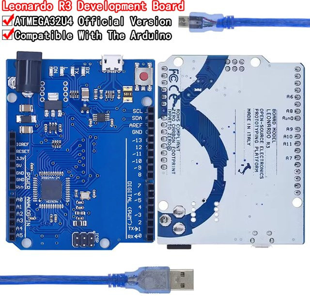 Si Tai&SH Leonardo R3 Mikrocontroller Atmega32u4 Entwicklungsboard in Blau mit USB-C Kabel kompatibel für Arduino DIY Starter Kit - Bild 1