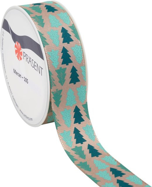 PRÄSENT Taftband Tannenbäume in Grün aus Polyester - Bild 1