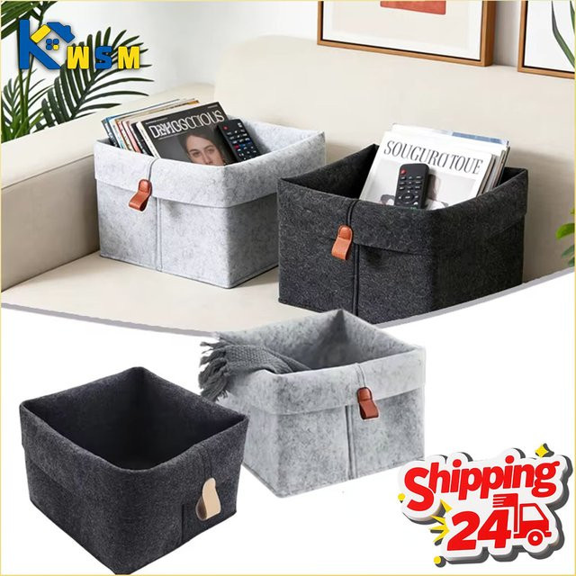 Schreibtisch-Organizer Korb aus Filz in Grau als Aufbewahrungsbox für Snacks und Kleinteile, B: 20,0 cm, T: 12,0 cm, H: 1,0 cm - Bild 1