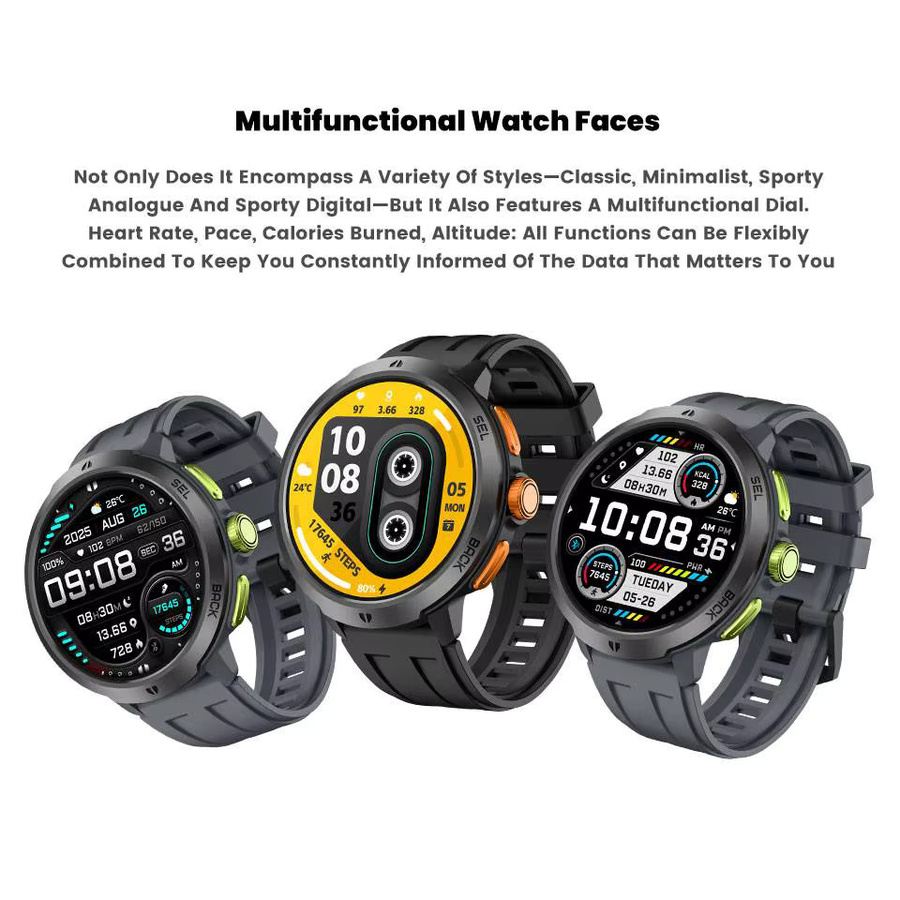 LEADOYS Smartwatch, Kunststoff, Silikon, Schwarz, Herren - Bild 5