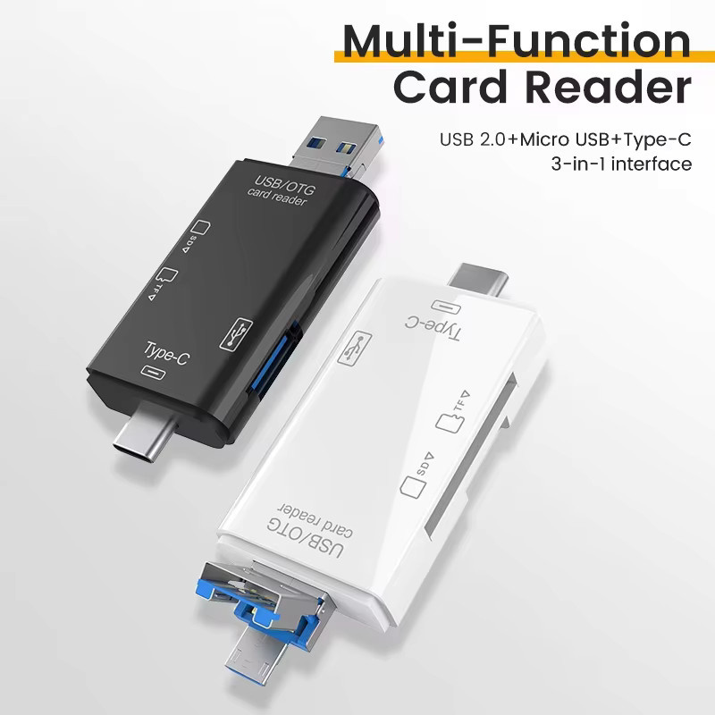 NNBILI USB 3.0 Kartenleser für Micro SD und TF Karten, Hochgeschwindigkeits-Multikartenleser-Adapter für PC und Laptop, Blau/Weiß - Bild 1