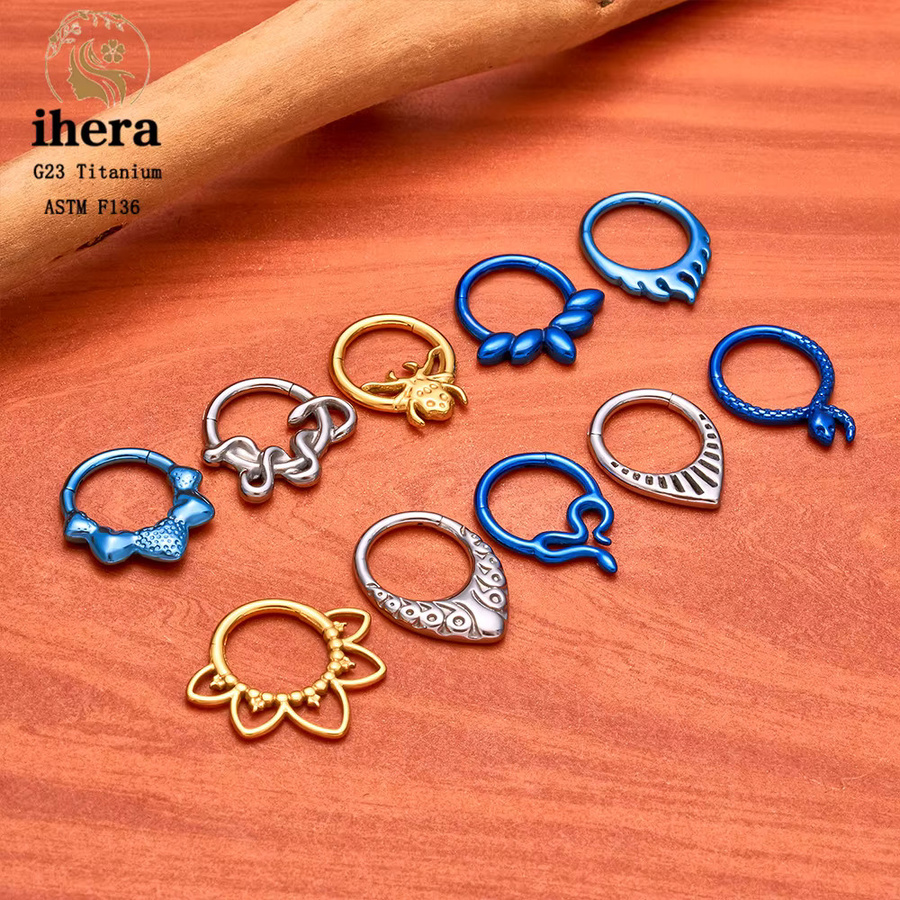 ihera Septum Clicker Piercing, Titan, Wassertropfen, Unisex - Bild 2
