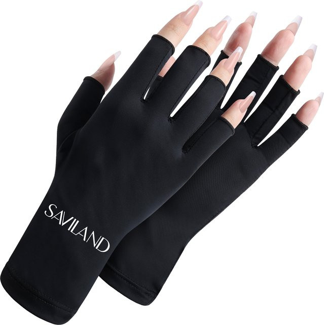 SAVILAND UV-Schutzhandschuhe für Gel-Maniküre, Schwarz, Unisex - Bild 1