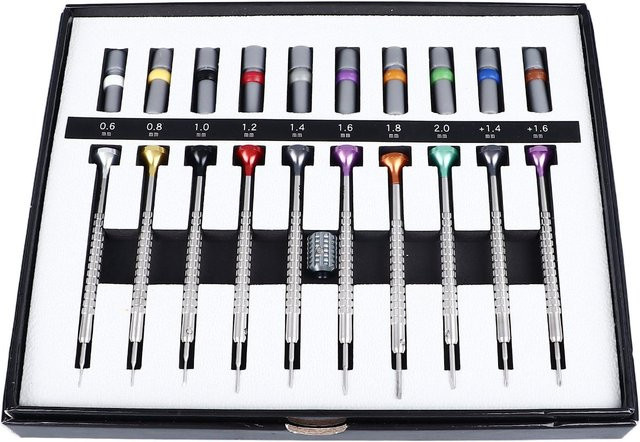 DIYelecs Mikro Präzisionsschraubendreher Set mit farbcodierten austauschbaren Köpfen 0,6 bis 2,0 mm in Grau und Multicolour - Bild 1