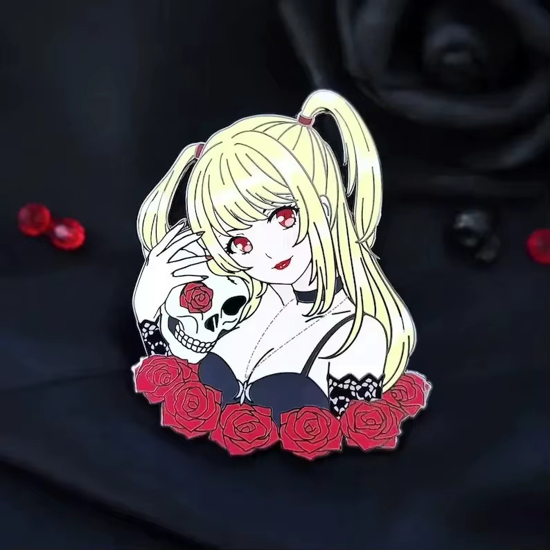 YUMEI Anstecknadel Emaille, Totenkopf-Rosen-Brosche, Bunt - Bild 3