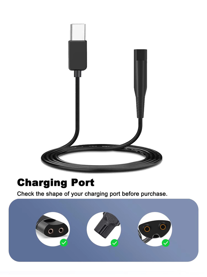 USB Typ-C Ladegerät Kabel für Braun Rasierer und Trimmer der Serien 1, 3, 5, 7 und 9 in Schwarz - Bild 2