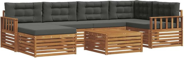 vidaXL Outdoor-Sofagarnitur aus Akazienholz in L-Form mit 7-teiligem Set und Kissen in Anthrazit - Bild 1