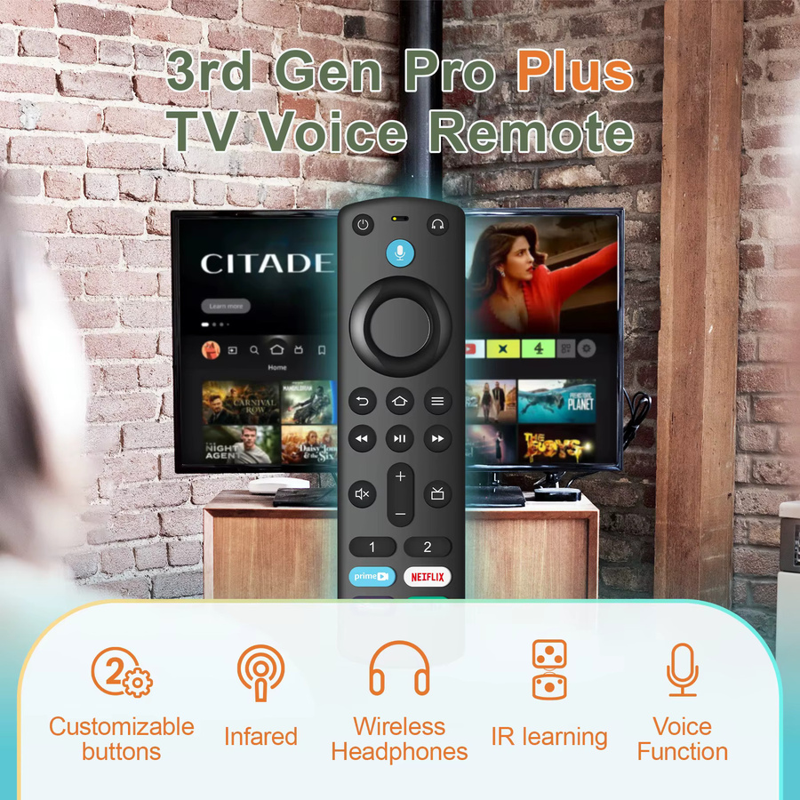 SZILBZ Ersatz-Sprachfernbedienung passend für Fire TV Stick, TV Cube, Smart Stick Lite und 3. Generation Pro Plus in Schwarz - Bild 3
