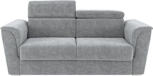 Vente-unique Schlafsofa Rizora in Grau mit verstellbarer Kopfstütze und Stoffbezug, Breite: 210 cm - Bild 1