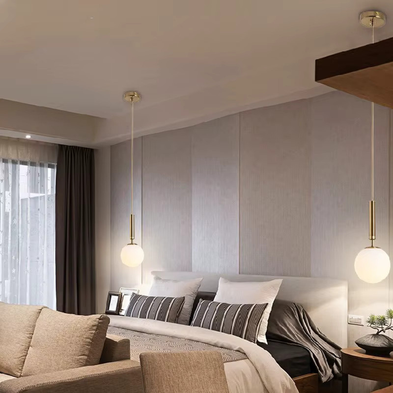 JIANKEXING Pendelleuchte im modernen Design mit weißem Glaskugel-Schirm für Schlafzimmer und Esszimmer - Bild 2