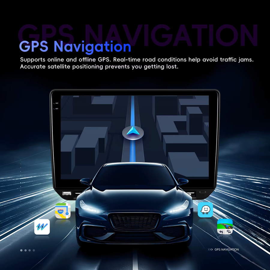 Podofo Universelles 2DIN Autoradio mit 4GB RAM und 64GB Speicher, Kabelloses CarPlay, Android Auto, Mirror Link, GPS, WLAN und Bluetooth in Schwarz - Bild 3
