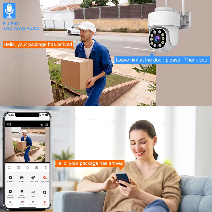 Cloud365 Smart Home WLAN-IP-Kamera PTZ Outdoor mit 5MP 2k Auflösung, wasserdichter Sicherheitsschutz und Vollfarb-Nachtsicht in Weiß - Bild 2