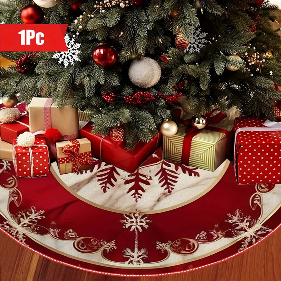 VIKAMA Weihnachtsbaumrock im nordischen Design, rot, floral mit Textilmaterial - Bild 2