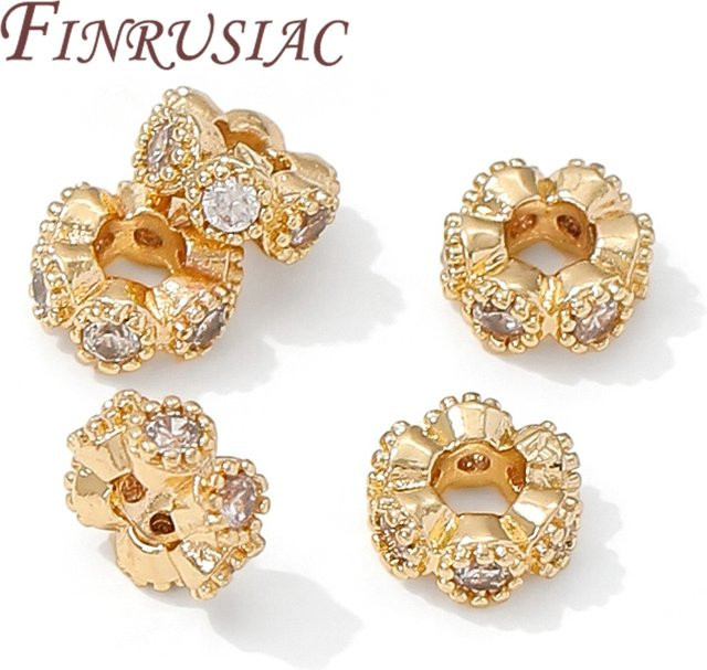 FINRUSIAC Perlen-Trenner, 18K vergoldet, 6 mm, Strassperlen - Bild 1