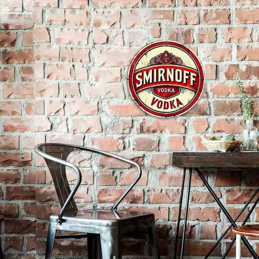 CIFBUY Smirnoff Vodka Retro Metall-Wanddekoration, quadratisches Blechschild, B/H: 20,32 x 20,32 cm, Mehrfarbig - Bild 4