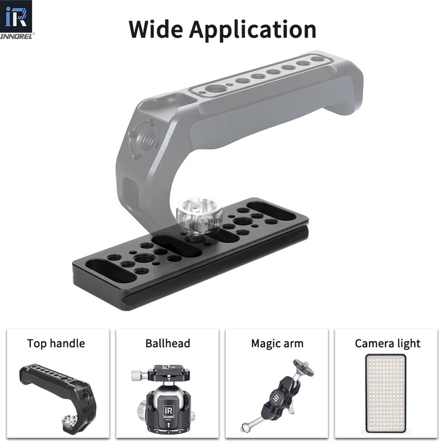 INNOREL CP1104 Multifunktionale Kameraplatte in Schwarz mit Arca-Swiss-Kompatibilität und integrierten ARRI-Positionierungslöchern - Bild 5