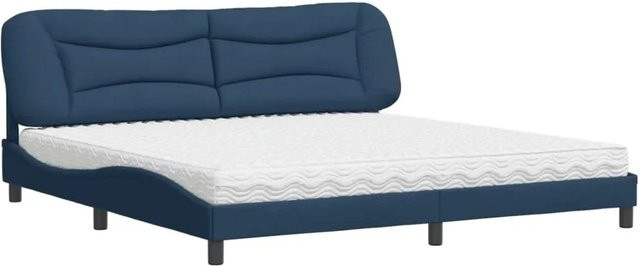 vidaXL Bett Hvar mit Matratze in Blau aus Stoff und Kiefernholz B/T/H: 200 x 200 x 205 cm - Bild 1