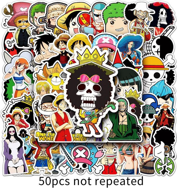 Bandai One Piece Cartoon Anime Wasserdichte Vinyl-Aufkleber 50-teiliges Set - Bild 1