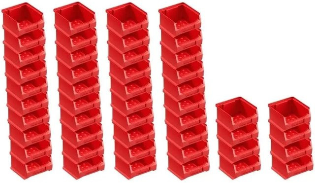 PROREGAL SuperSparSet 48er Pack Sichtlagerboxen in Rot, H x B x T: 10 x 6 x 10 cm, 0,4 Liter Sichtlagerbehälter - Bild 1
