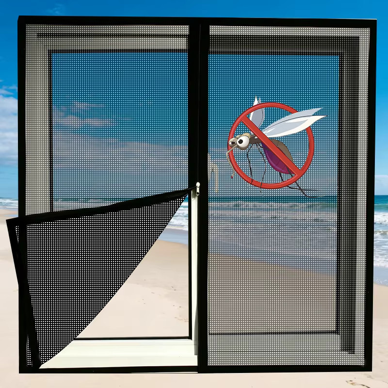 MOJY Fenster-Moskitonetz mit Reißverschluss aus Fiberglas in Schwarz oder Weiß für maßgefertigte Größen gegen Mücken und Fliegen - Bild 2