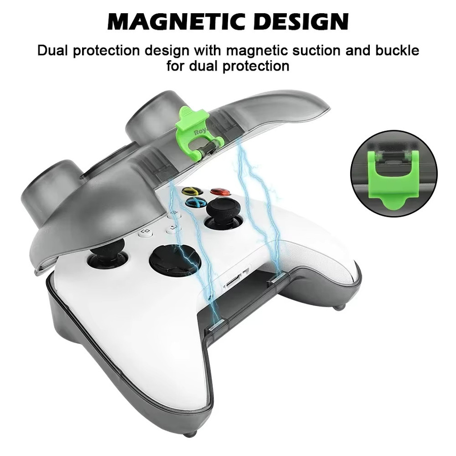 HeroAngel Transparente Gamepad-Schutzhülle für Xbox Controller mit Aufbewahrungshalterung und Ladeanschluss in Schwarz und Transparent - Bild 3