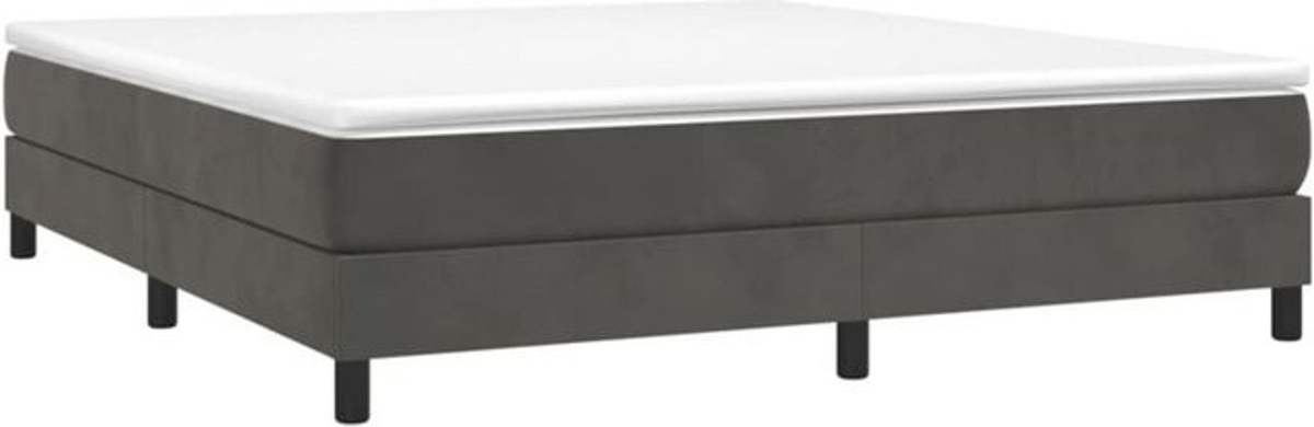 Vidaxl Boxspringbett mit Matratze aus Samt in Dunkelgrau, B/T: 180 x 200 cm - Bild 1