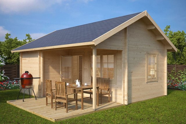 Gartenhaus Oklahoma aus Holz mit Terrasse und Veranda B/T: 5 x 6 m - Bild 1