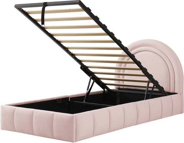 okwish Polsterbett mit Bettkasten und Lift-up-Funktion in Rosa, Material: Samt oder Bouclé, B/T/H: 90 x 200 cm - Bild 1