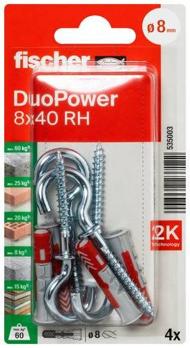 Fischer DuoPower Universaldübel Set aus Nylon und Kunststoff, mehrfarbig, Durchmesser: 8 mm, Länge: 40 mm - Bild 1