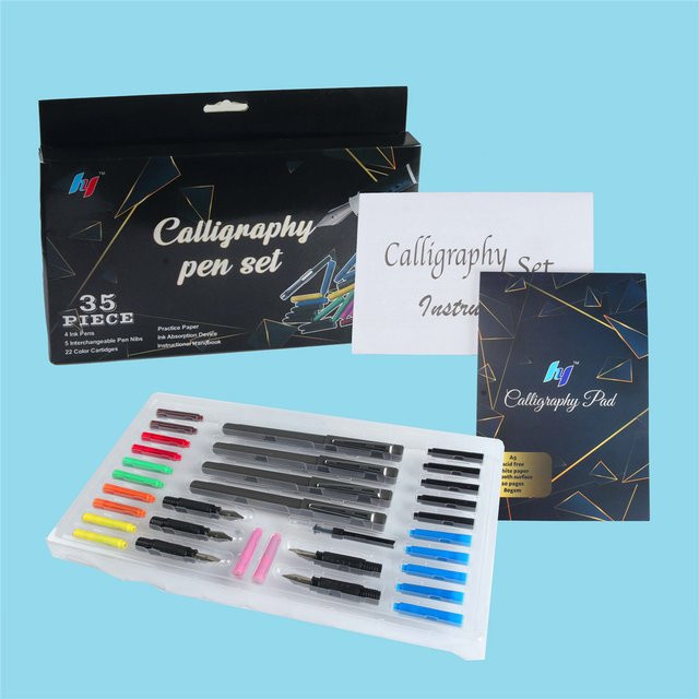 Semi art Kalligraphie Stift Set mit 35 Teilen in Multicolor inklusive Stifthalter, Federn, bunter Tinte und Blotter für Kunst und Comic - Bild 1
