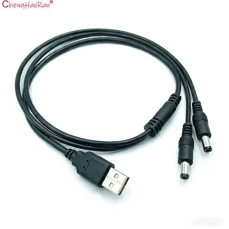 ChengHaoRan USB zu DC 5,5 x 2,1 mm Stromkabel mit Kupferkern, schwarz, Länge: 70 cm - Bild 3