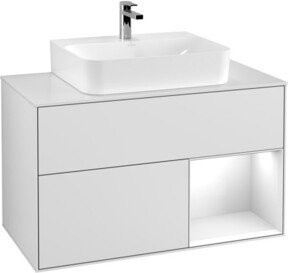 V&B Waschtischunterschrank Finion 100 in Weiß lackiert, Breite: 100 cm, Tiefe: 50,1 cm, Höhe: 50,1 cm - Bild 1